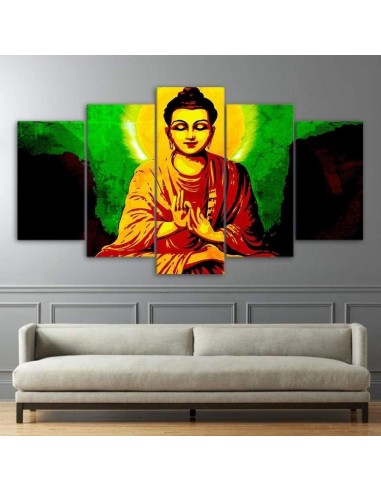 Tableau Bouddha orange et vert Les êtres humains sont 