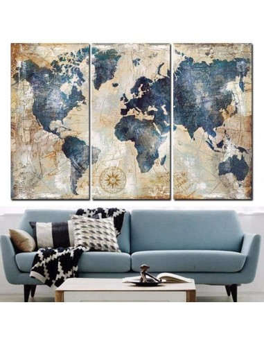 Tableau Carte du Monde triptyque JUSQU'A -70%! 