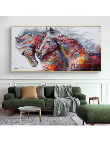 Tableau cheval multicolore en stock