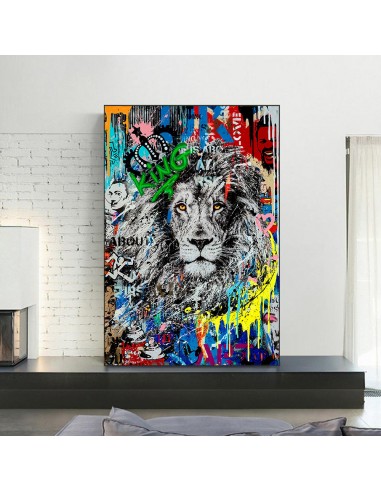 Tableau lion street art Comparez plus de prix