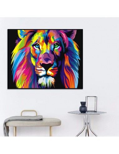 Tableau lion pop art store