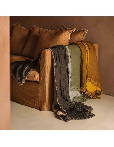 Baya washed linen and cotton blanket 135x200 cm - 5 colors - Haomy Par le système avancé 